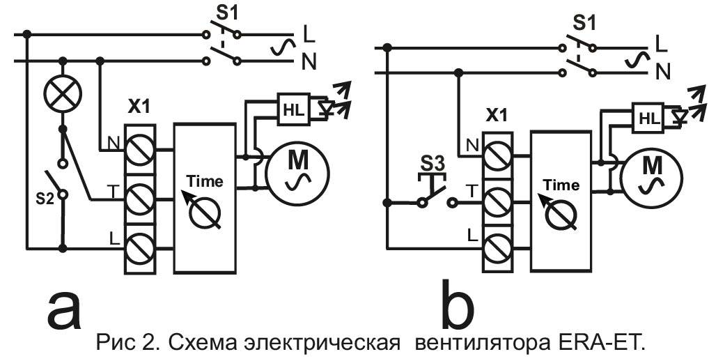 Схема подключения вентилятора от двух выключателей освещения