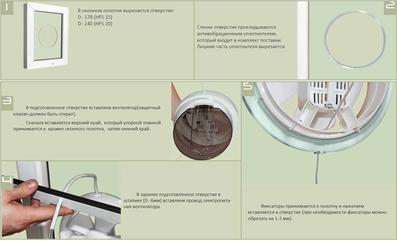 Установка оконного вентилятора в пластиковое окно